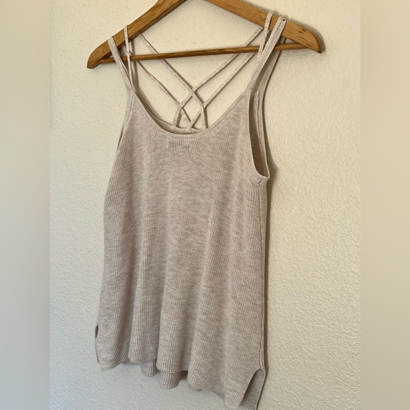 American Eagle Outfitters | Beige Knit Criss-Cross Beachy Tank - Picture 7 of 7